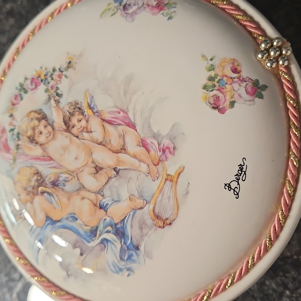 Vintage Berger Cherub Decorative Trinket Box Italy